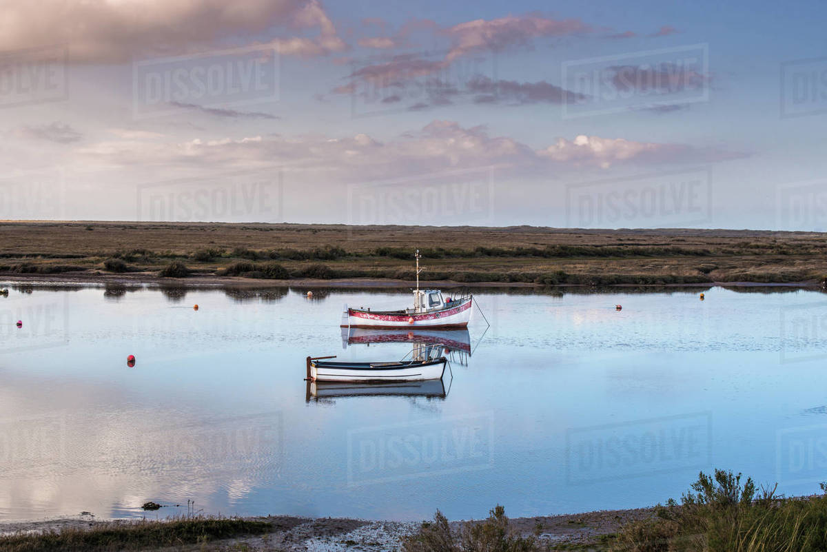 Views from Norfolk Coast path National Trail near Burnham Overy Staithe, Norfolk, East Anglia, England, United Kingdom, Europe Royalty-free stock photo