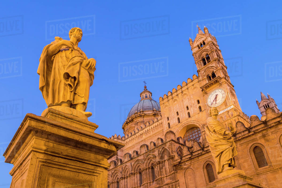 Palermo Cathedral at dawn, UNESCO World Heritage Site, Palermo, Sicily, Italy, Europe Royalty-free stock photo