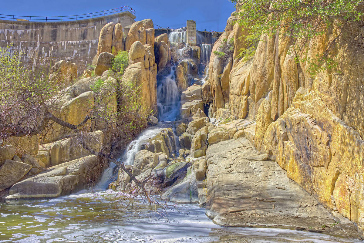 The Watson Dam Spillway, the small dam holds back Watson Lake in