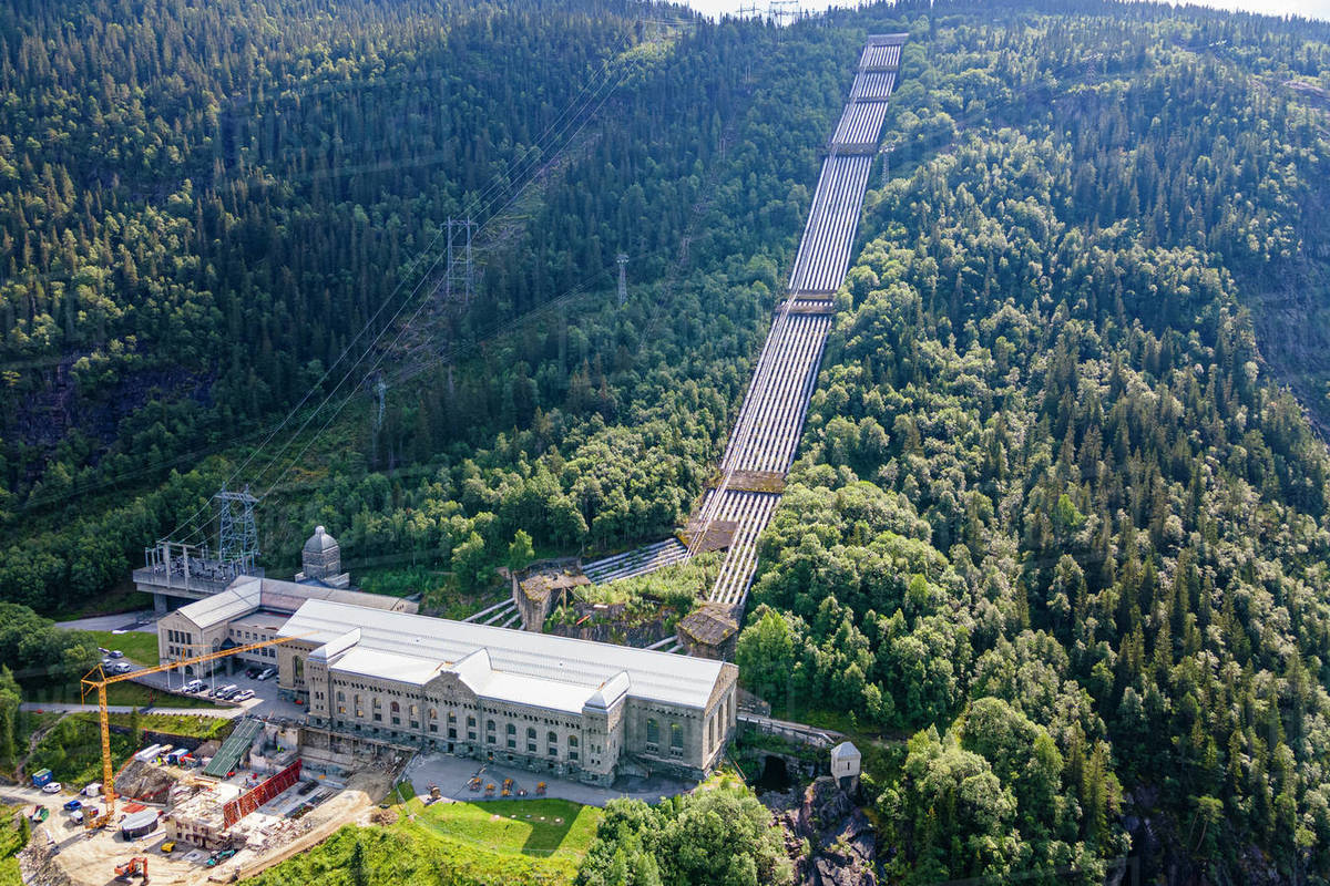 Aerial of the Hydroelectric power station, RjukanNotodden Industrial