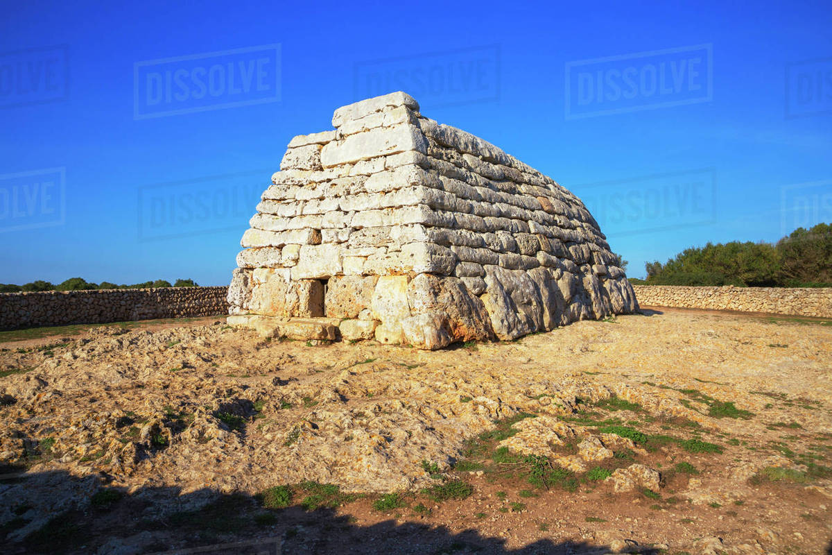 Naveta or megalithic tomb at the site of Es Tudons, Menorca, Balearic ...