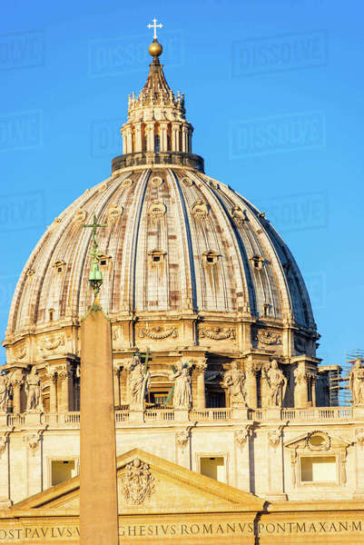St. Peter's Basilica Cupola in early morning light, Vatican City ...