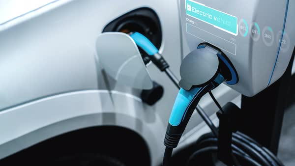 EV charging station for electric car in concept of green energy and eco ...