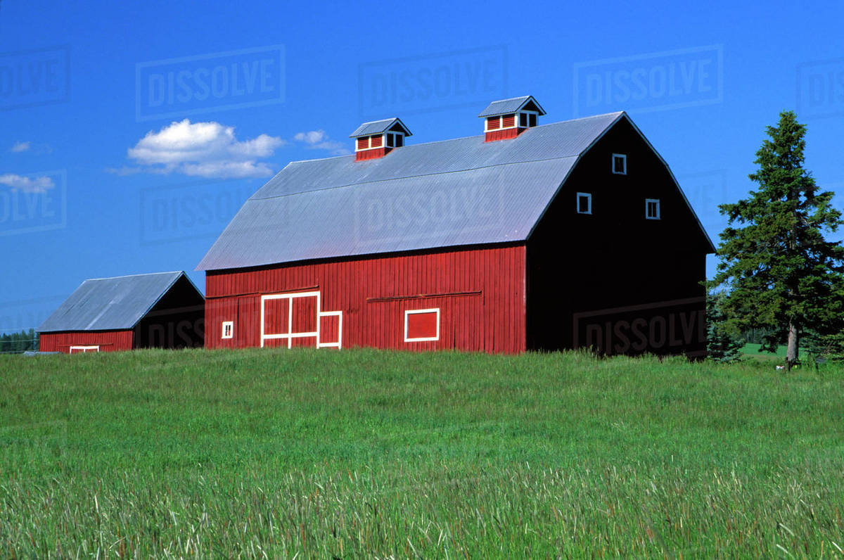 Red barn in Latah County, Idaho state Royalty-free stock photo