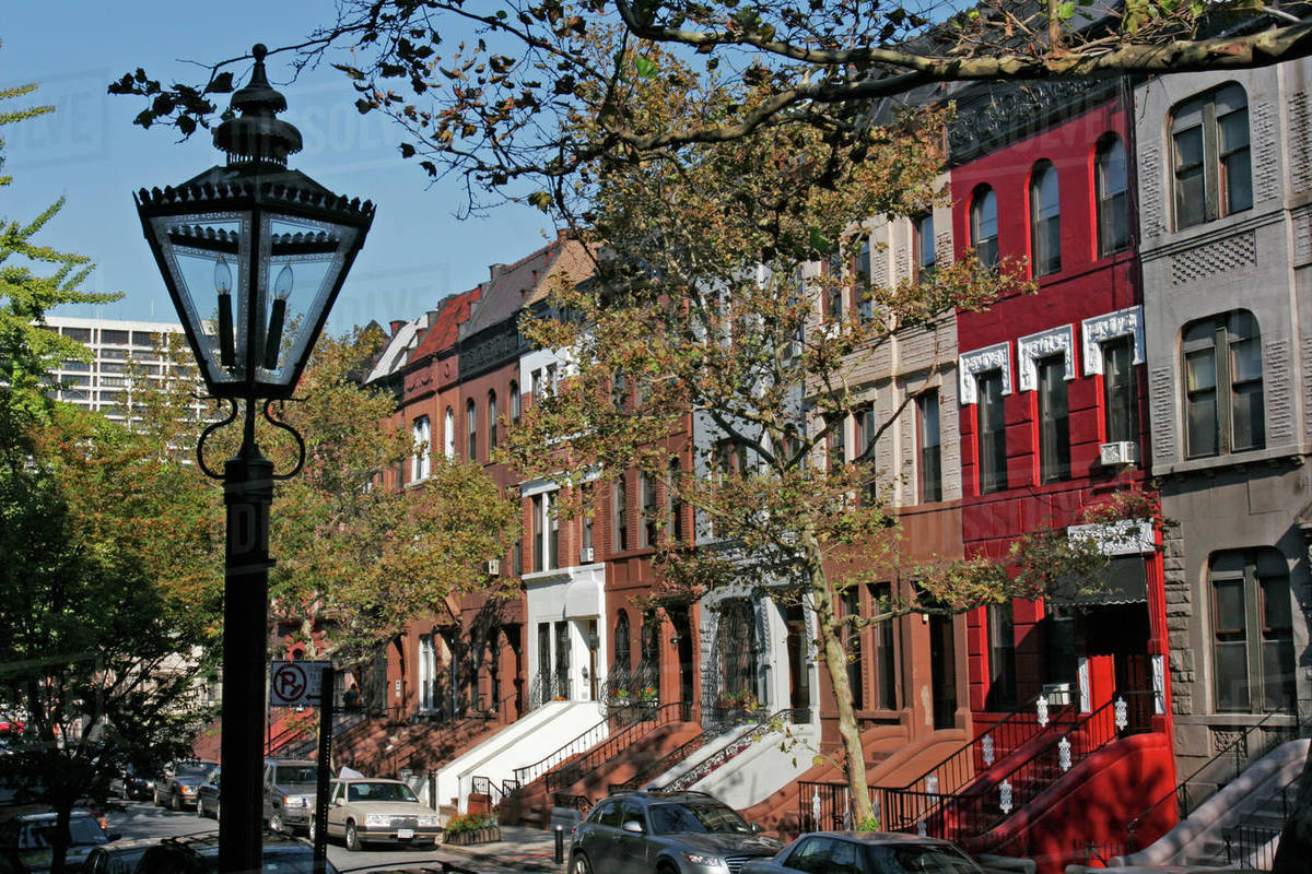 Harlem Brownstones, Manhattan, New York, USA. Stock Photo Dissolve