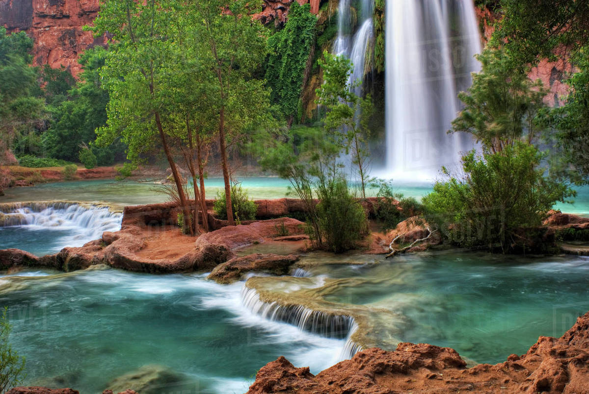 USA, Arizona, Havasu Canyon. The peaceful waters of Havasu Creek and