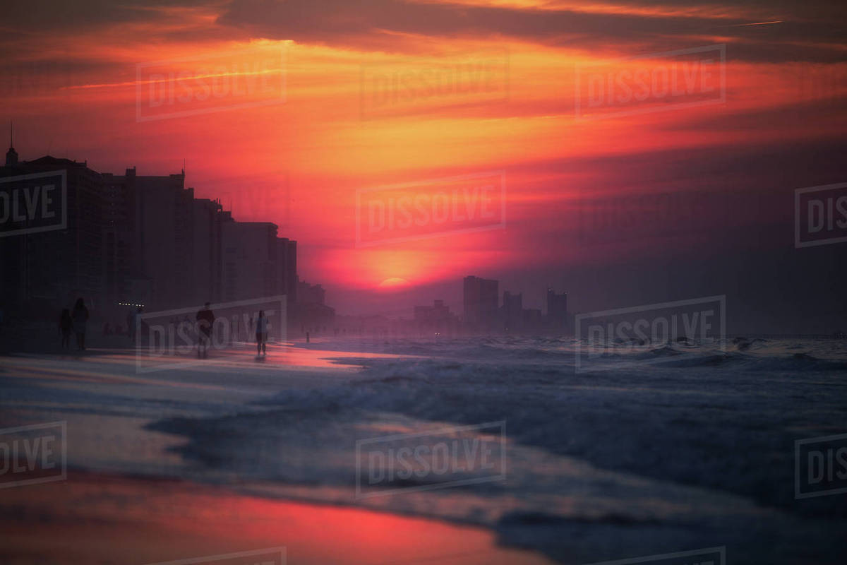 People On Beach At Sunset North Myrtle South Carolina People On Beach At Sunset North Myrtle South Carolina United States