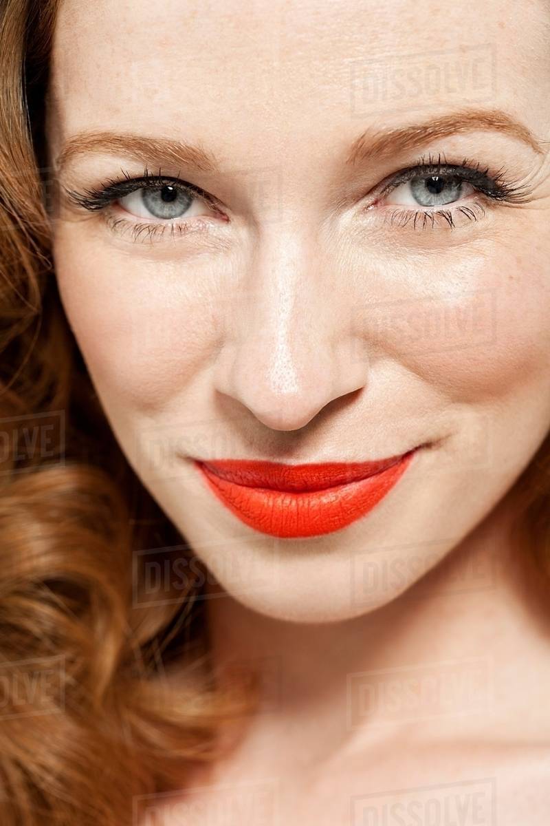 Woman wearing red lipstick Stock Photo Dissolve