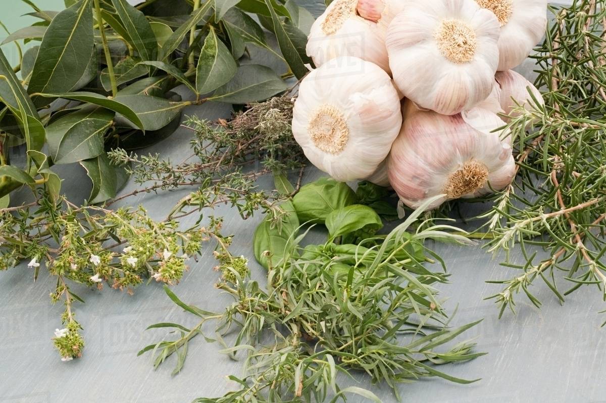 Herbs and garlic Stock Photo Dissolve