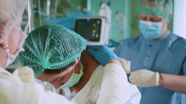 Spinal anesthesia injection, epidural anesthesia or nerve block ...