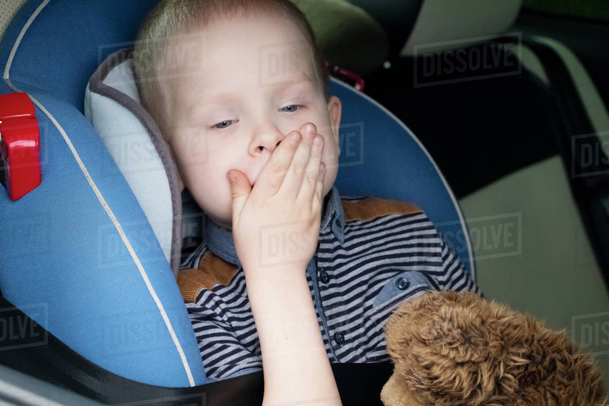 The child was rocked in a car seat. The boy suffers from and