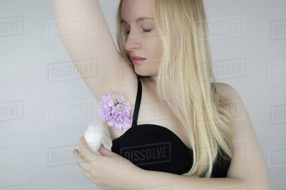 Armpit flowers. Unpleasant smell of sweat glands. Pleasant aromas of body after procedures