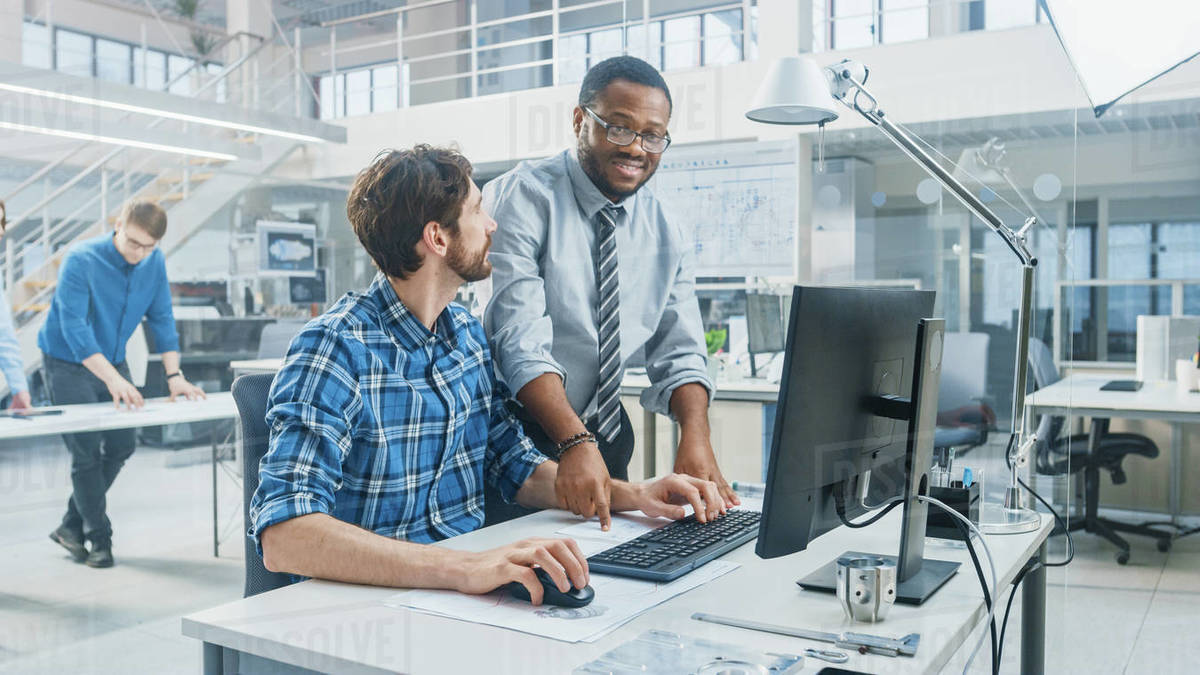 In the Industrial Engineering Facility Portrait of the Handsome Male
