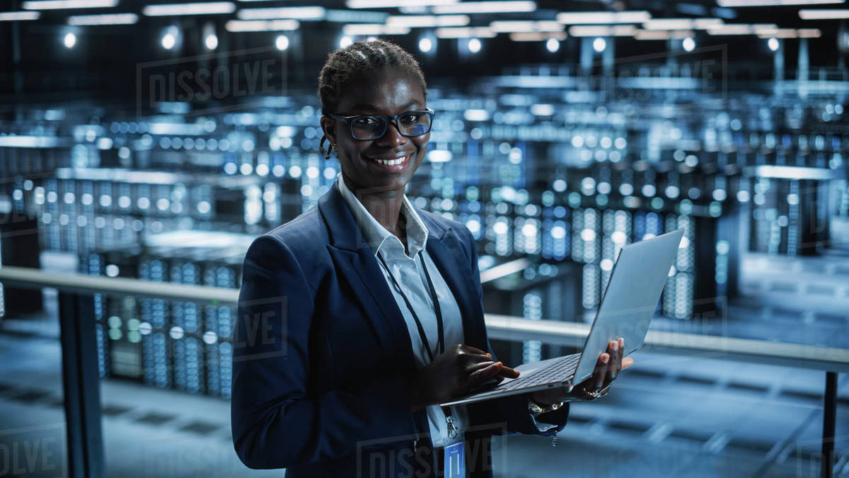 Data Center Female Programmer Using Laptop Computer - Royalty-free ...