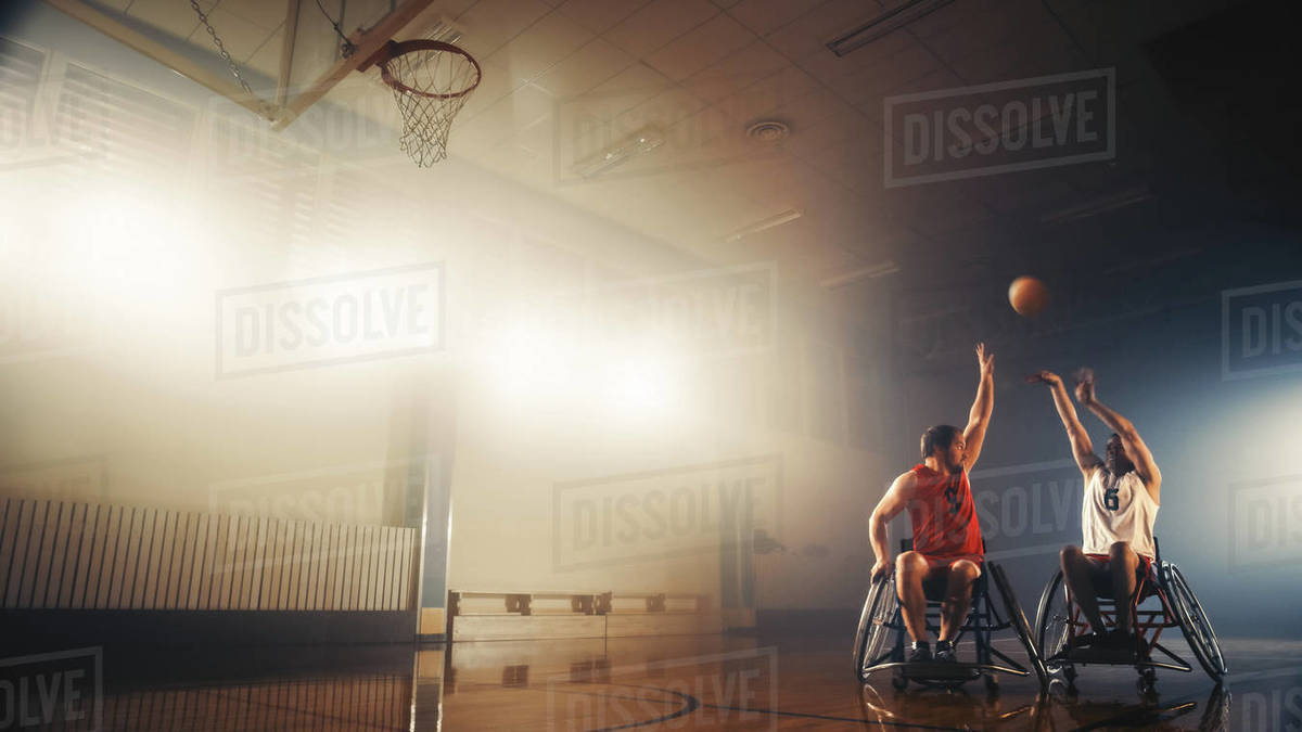 Wheelchair Basketball Game One on One Professional Players Competing