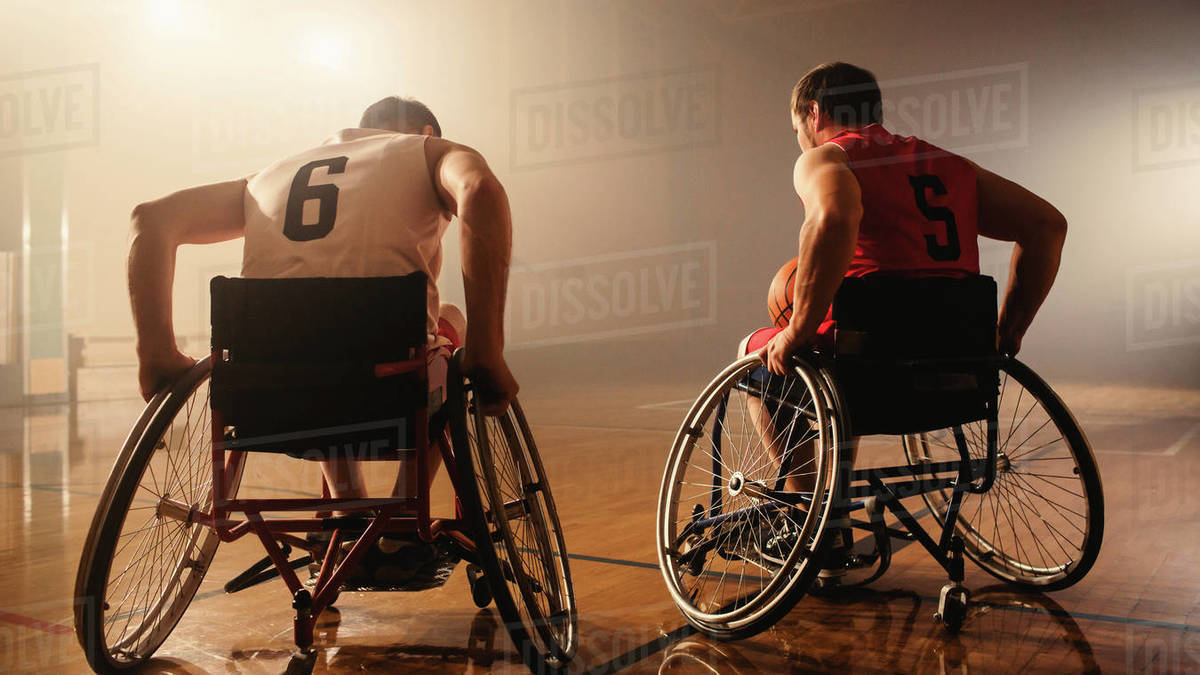 Wheelchair Basketball Game One on One Two Professional Players Trainig