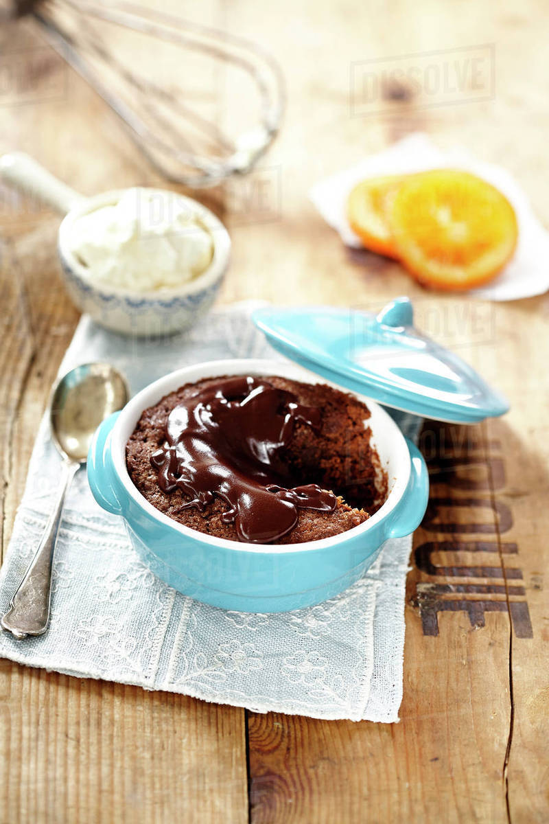 Chocolate dessert in bowl Stock Photo Dissolve