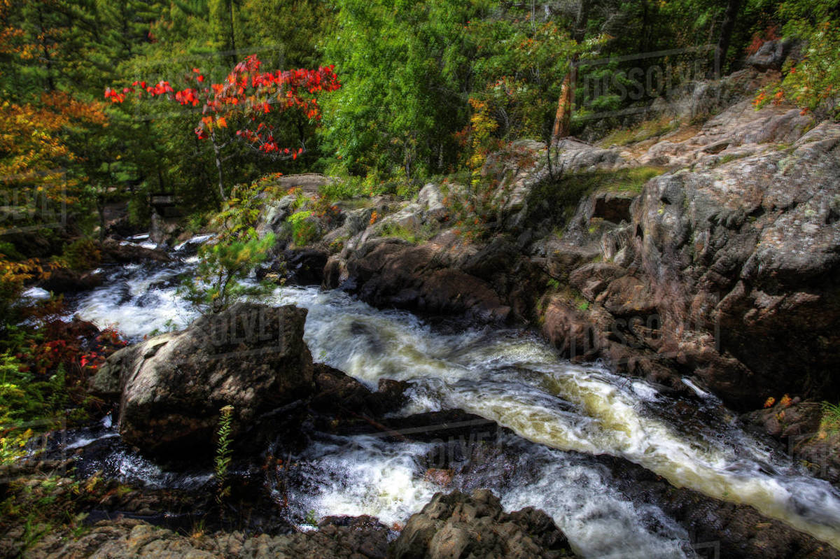The Crystal Falls in Ontario in autumn Stock Photo Dissolve