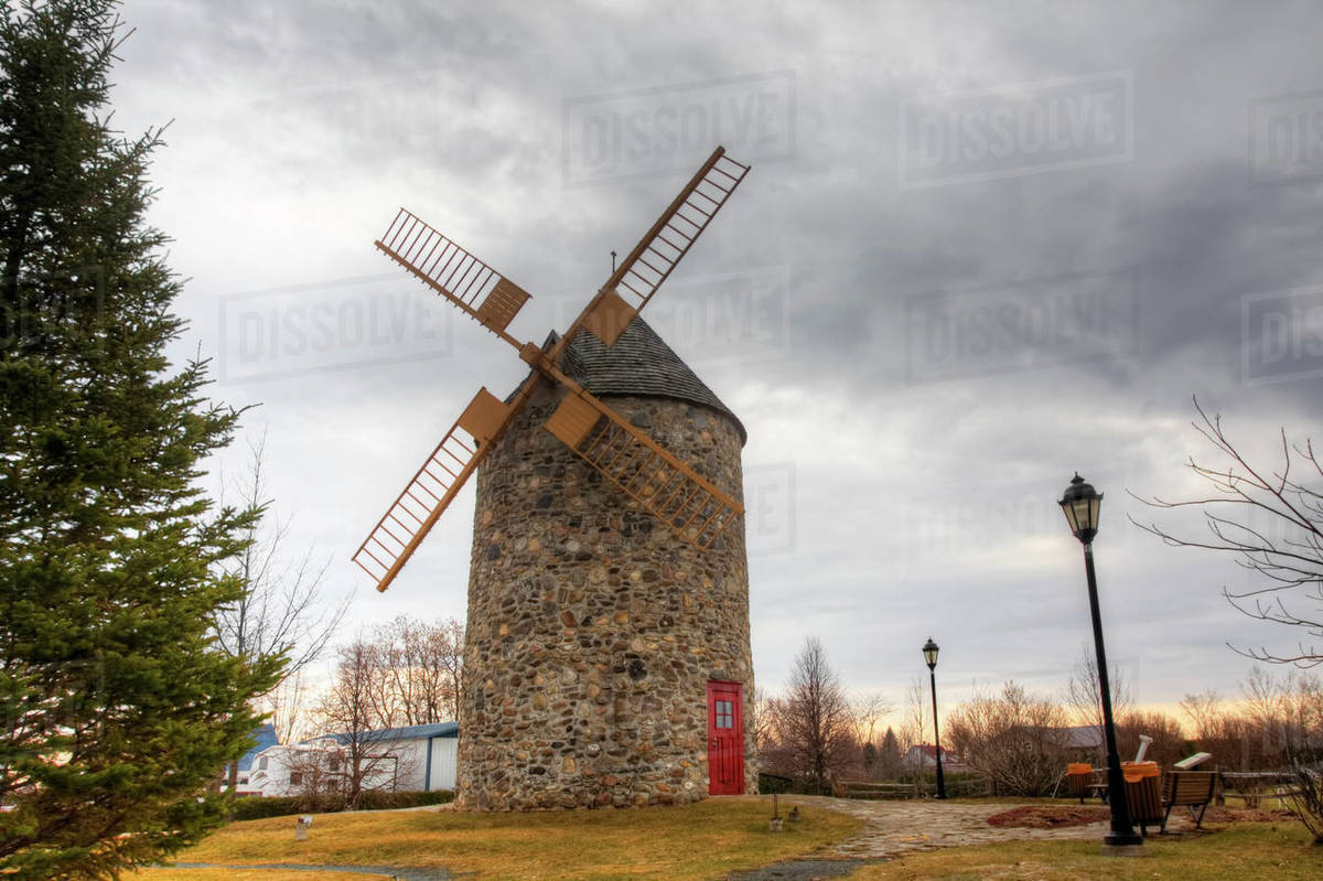 Moulin de Saint Grégoire, a Stone Windmill from Quebec, Canada Stock Photo Dissolve
