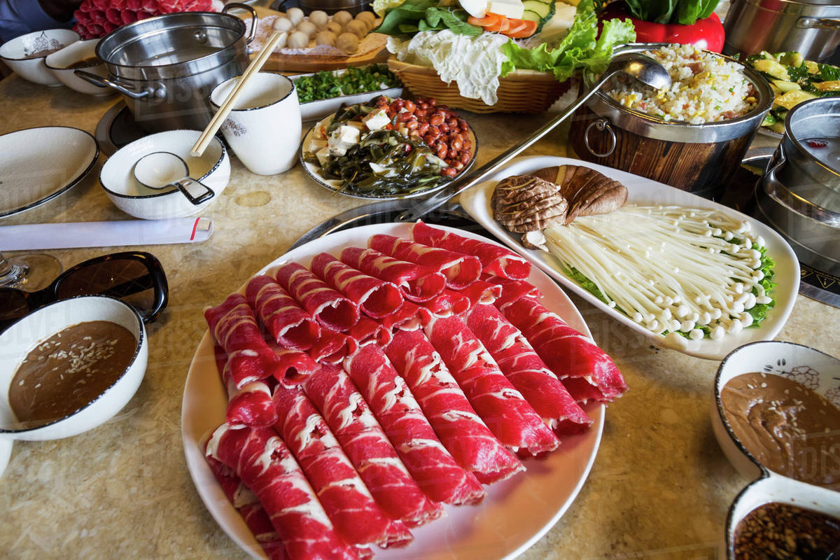 Hot pot meal at a Korean restaurant, Ulaanbaatar (Ulan Bator), Mongolia