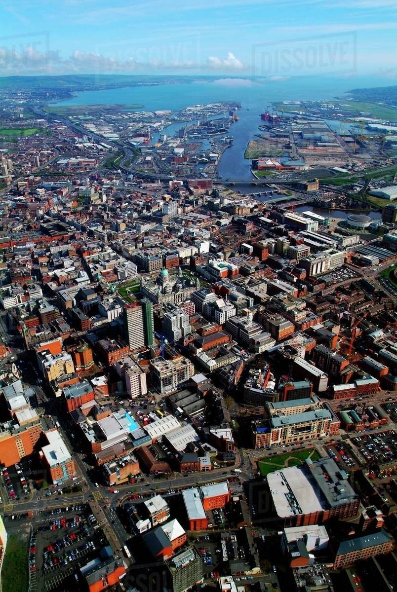 Aerial View Of Belfast, Ireland Stock Photo Dissolve