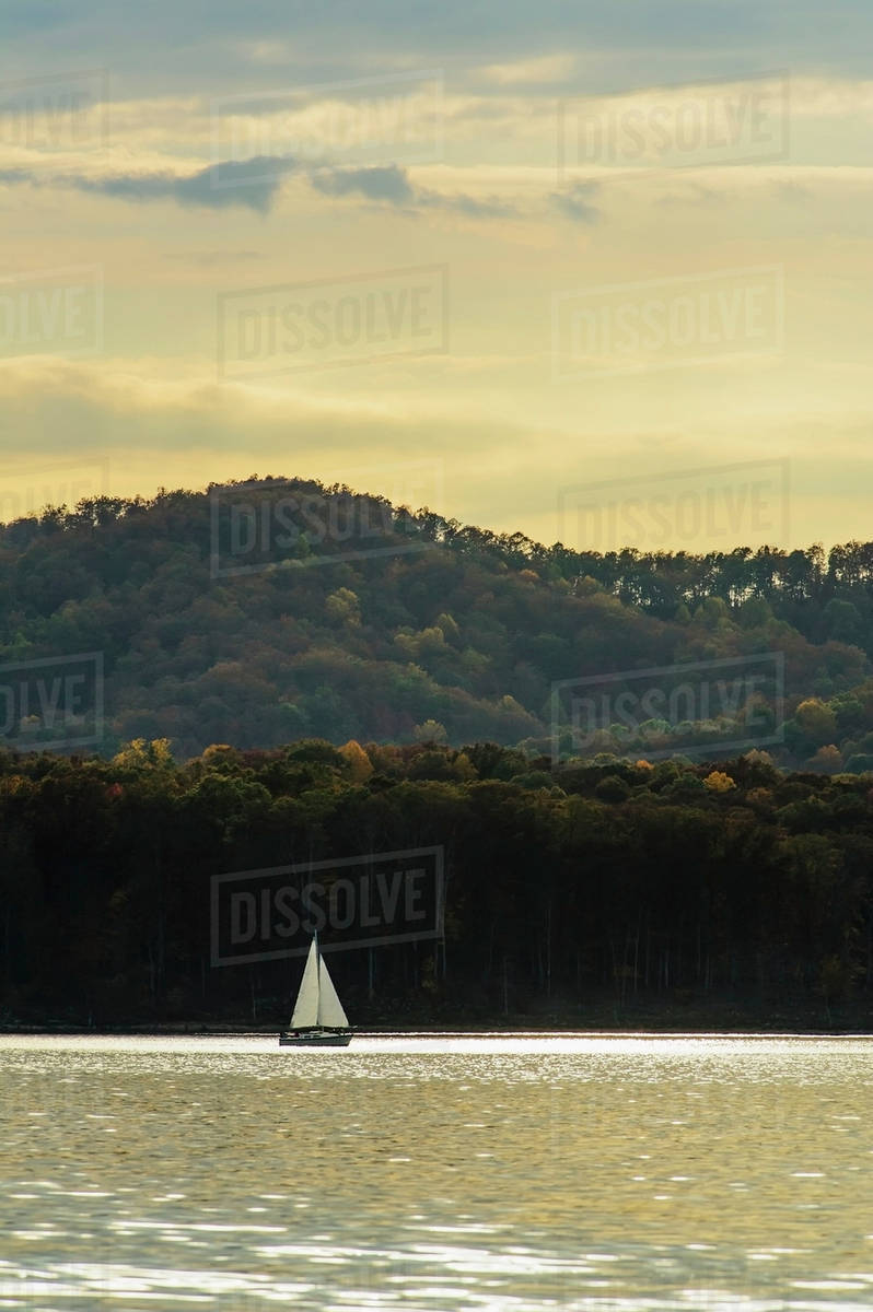 A sailboat on cave run lake;Morehead, kentucky, united states of