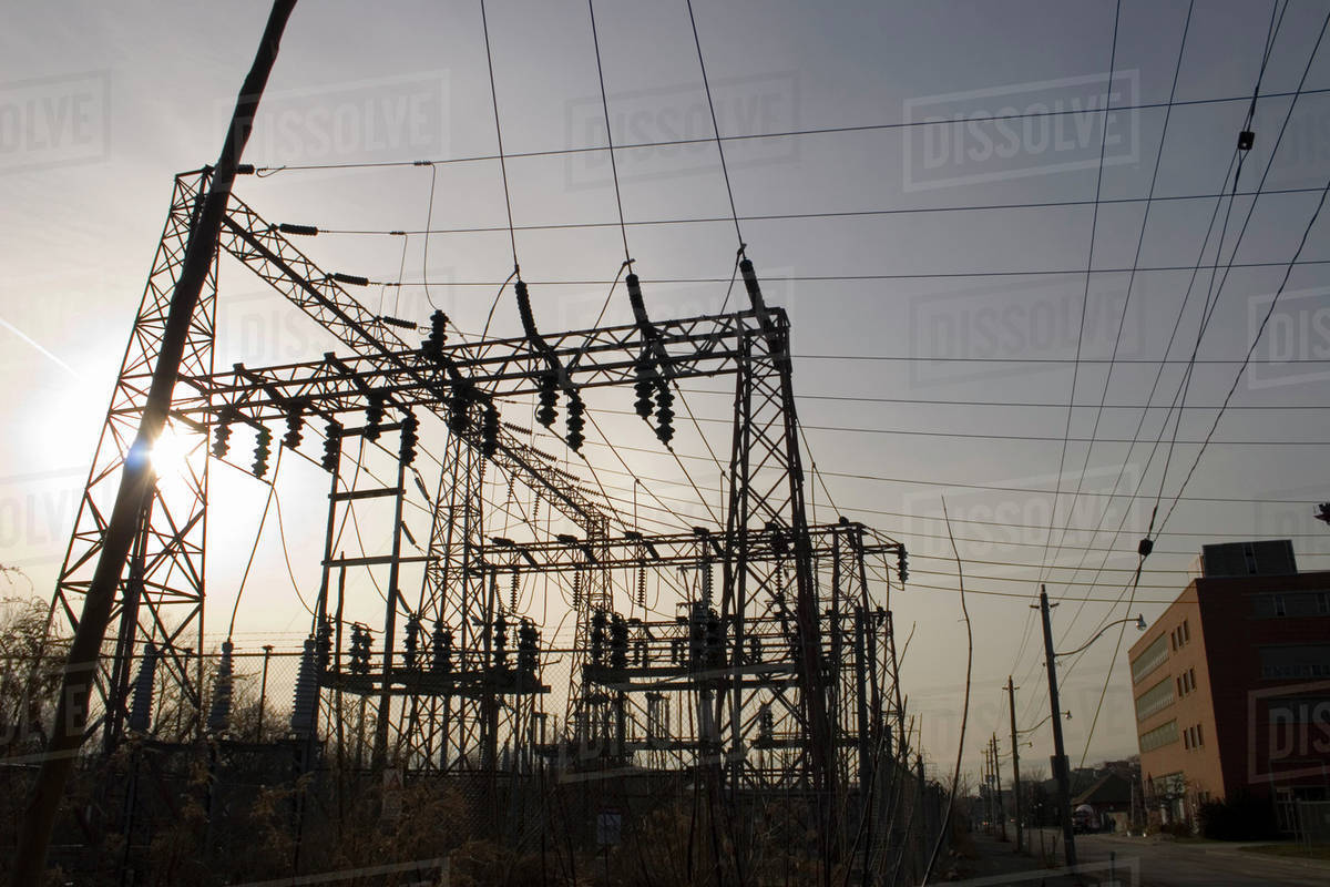 Electrical Substation; Canada, Ontario Stock Photo Dissolve