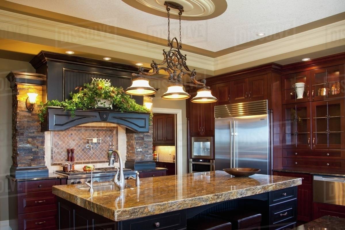 Granite Countertop Of Kitchen In Luxurious Show Home St Albert