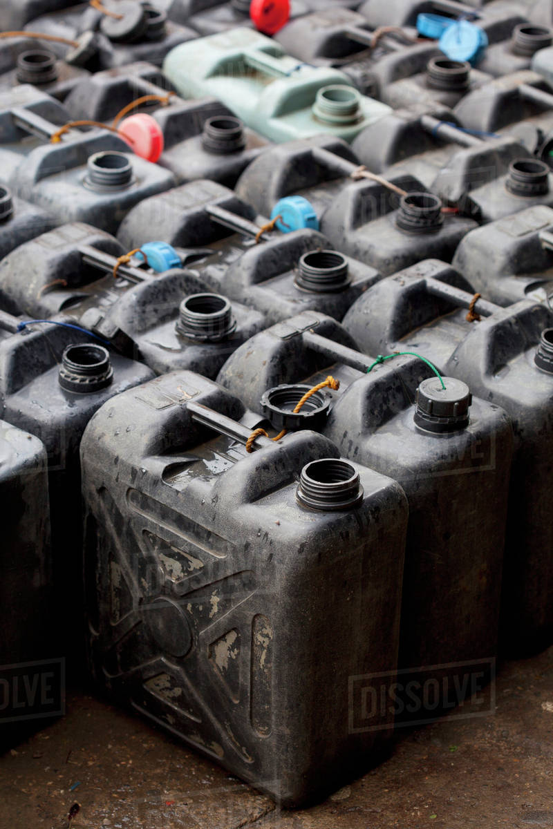 Plastic Fuel Containers Filled With Water Stock Photo Dissolve