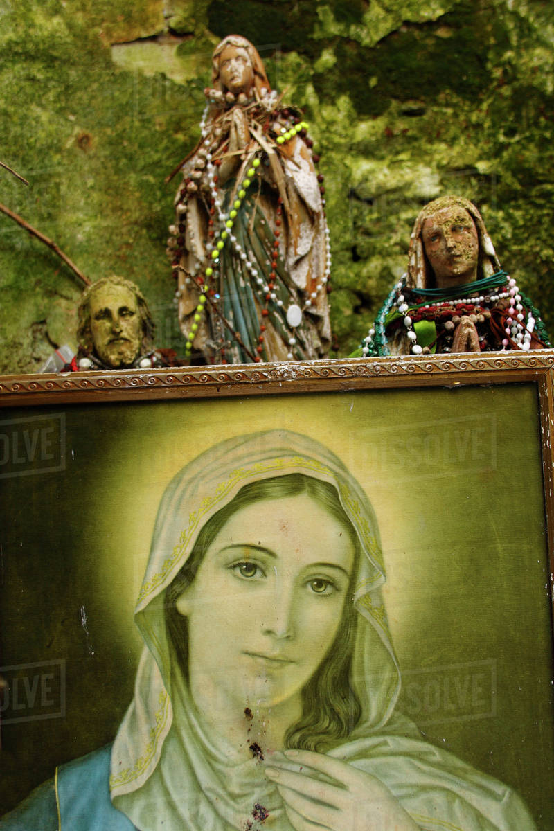 Holy Statues And Pictures At St. Brigid's Well; Liscannor, County Clare