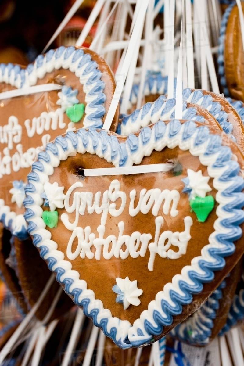 German lebkuchen hearts oktoberfest - Stock Photo - Dissolve