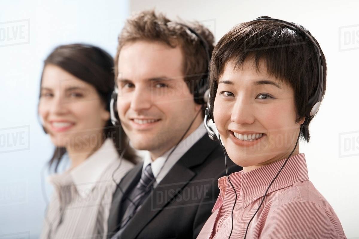 A line of telephone operators Stock Photo Dissolve