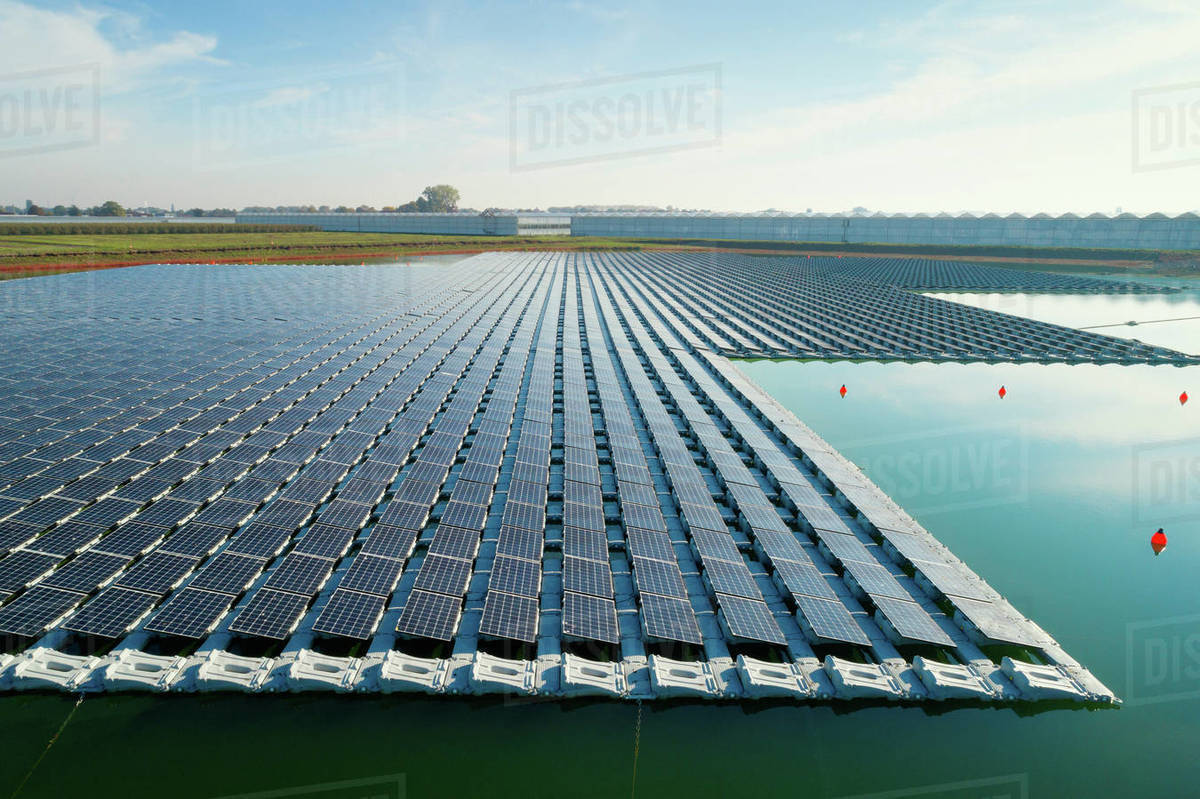 Floating solar panels installed on water supply of neighbouring
