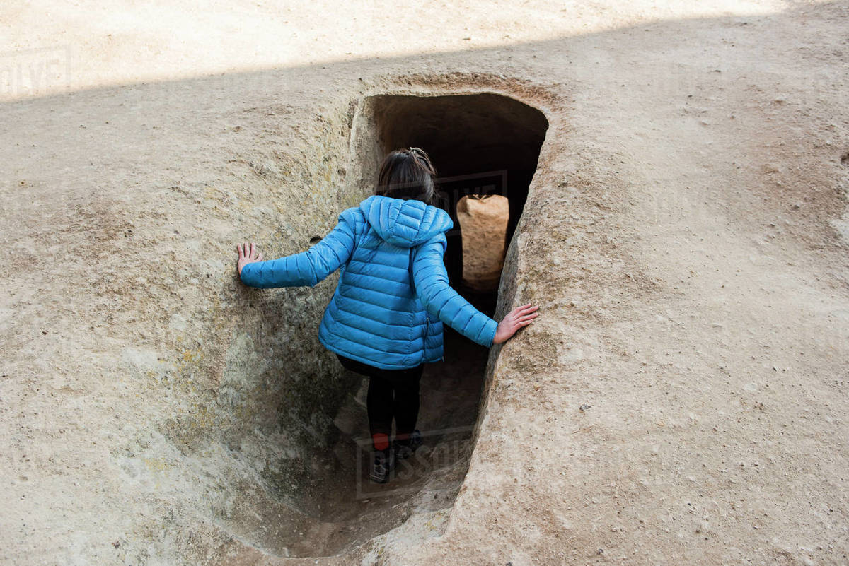 Woman exploring Selime Monastery, Göreme, Cappadocia, Nevsehir, Turkey Royalty-free stock photo