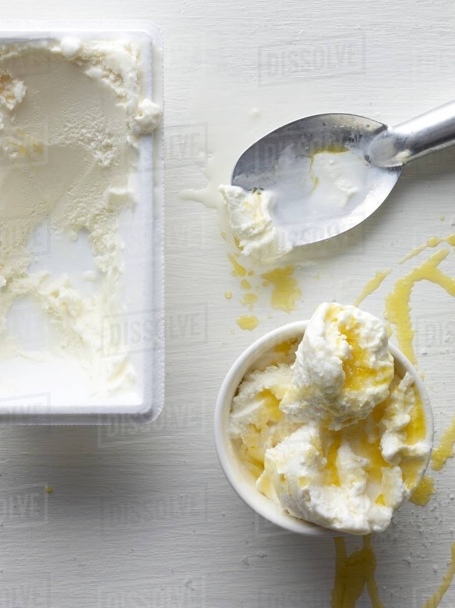 Vanilla bean gelato with sea salt and olive oil Stock Photo Dissolve
