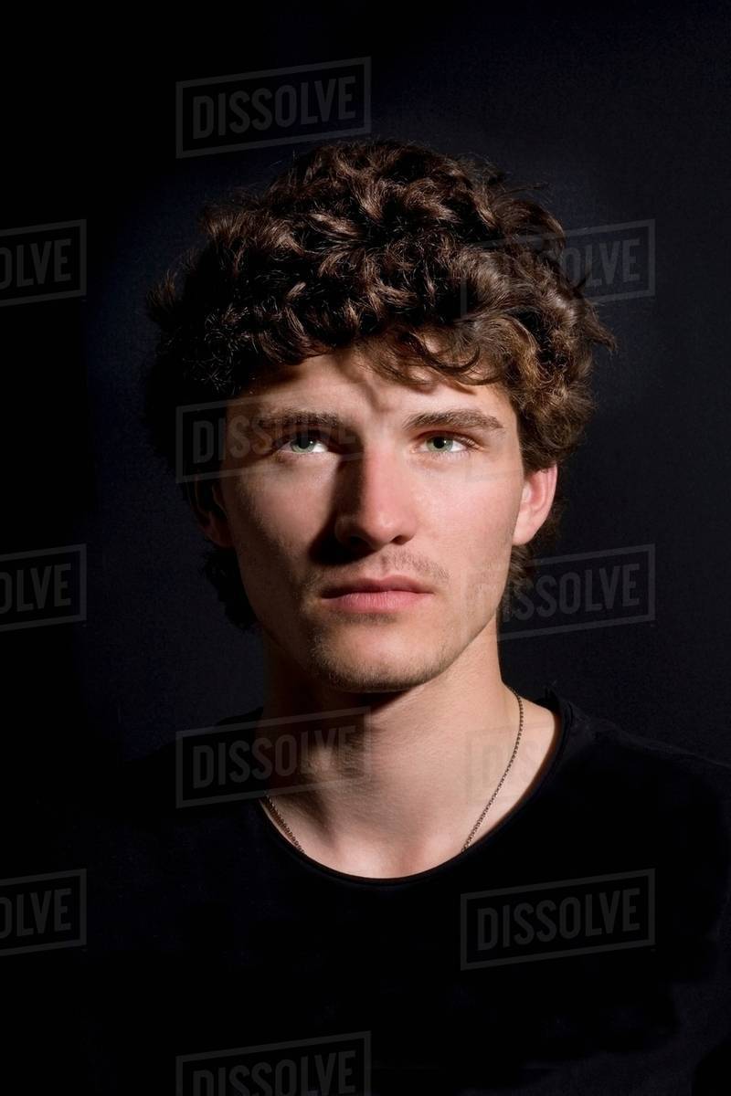 Portrait Young Man Black Background Stock Photo Dissolve