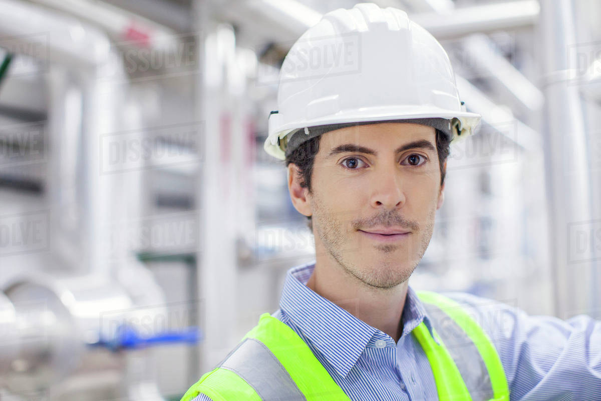 Industrial chemical plant engineer, portrait Stock Photo Dissolve