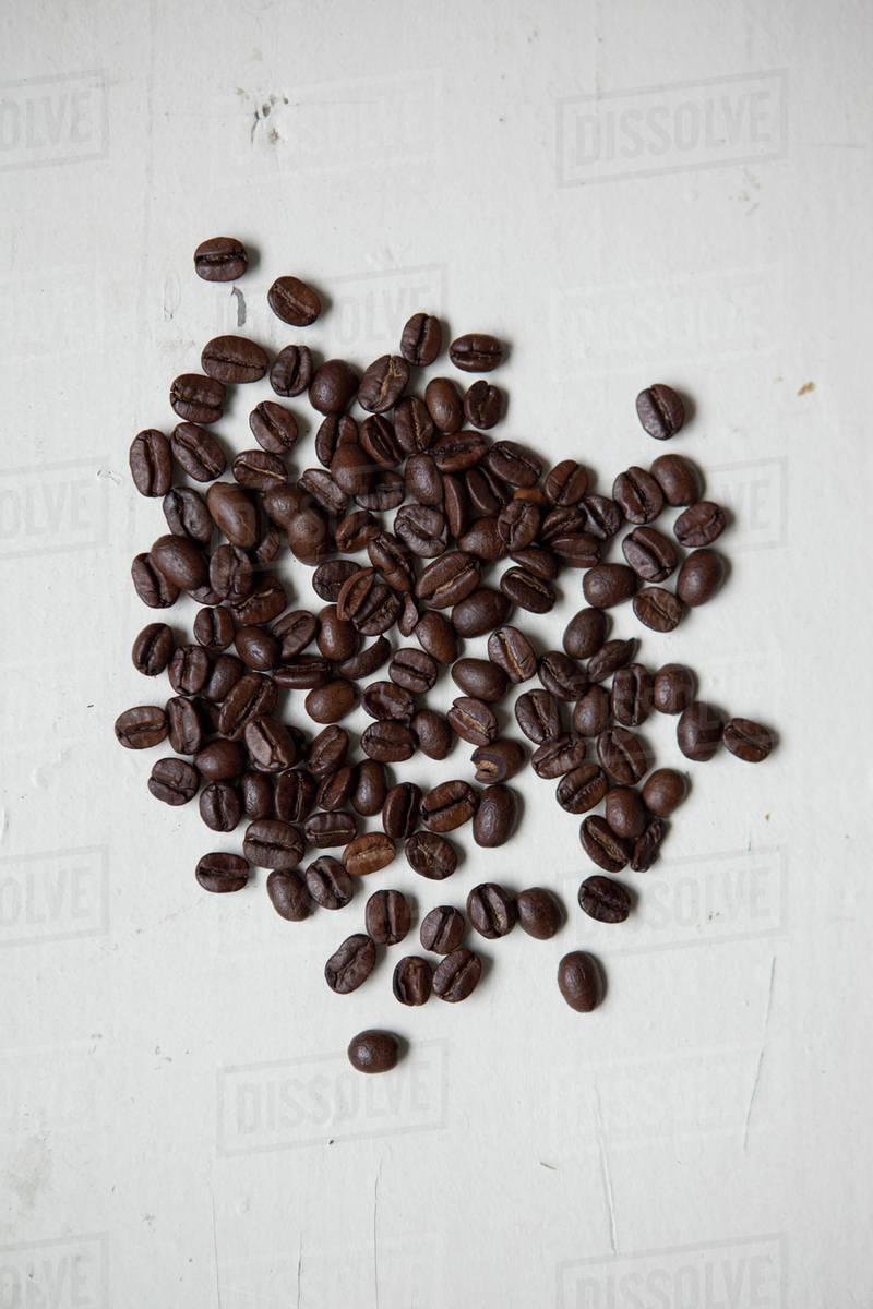 Directly above shot coffee beans Stock Photo Dissolve
