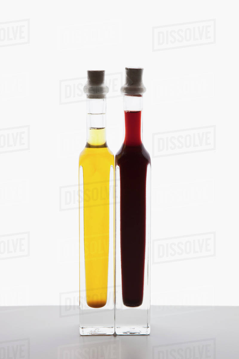 Bottles of olive oil and balsamic vinegar Stock Photo Dissolve