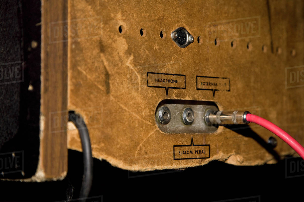 the back of an amplifier extreme close up stock photo dissolve