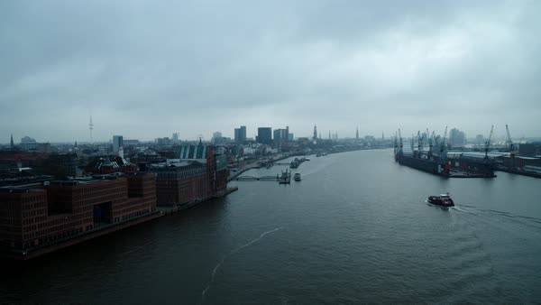 Elbe River and Port of Hamburg, Germany - 4K Royalty-free Stock Video ...